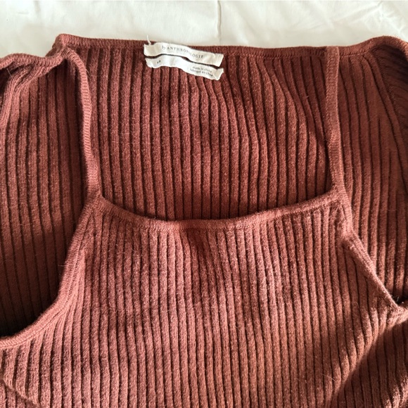 Rust Ribbed Long Sleeve Top - Picture 2 of 3